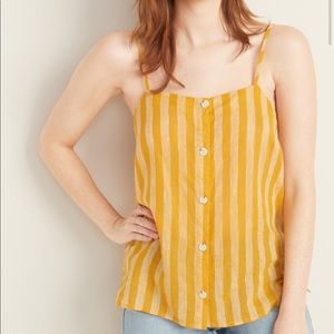 🎈Striped Button Front Linen Blend Cami NEW